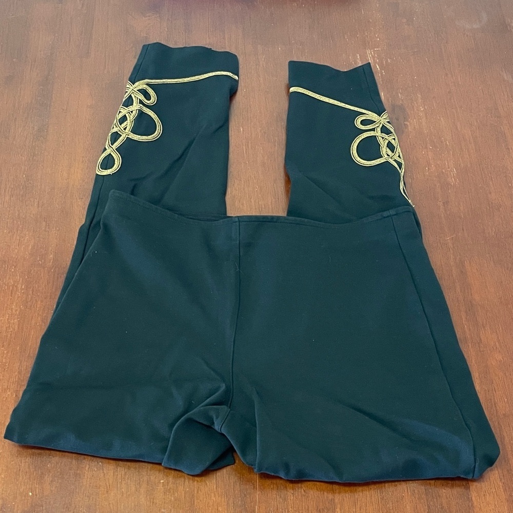 Polo Ralph Lauren womens black pull on pants with gold rope details size Medium